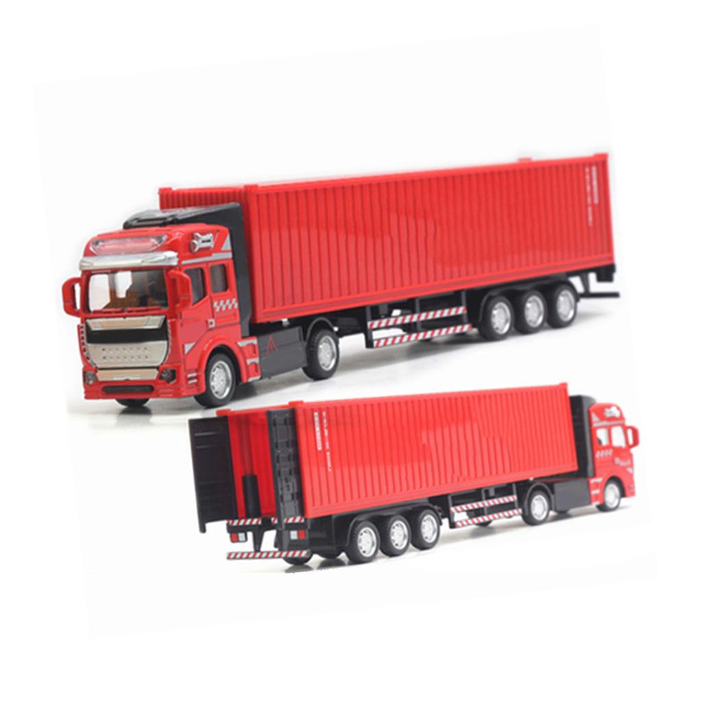 Pull Back Container Truck Toy High Simulation Plastic Alloy Container Truck Model for Boys Girls Children Gift