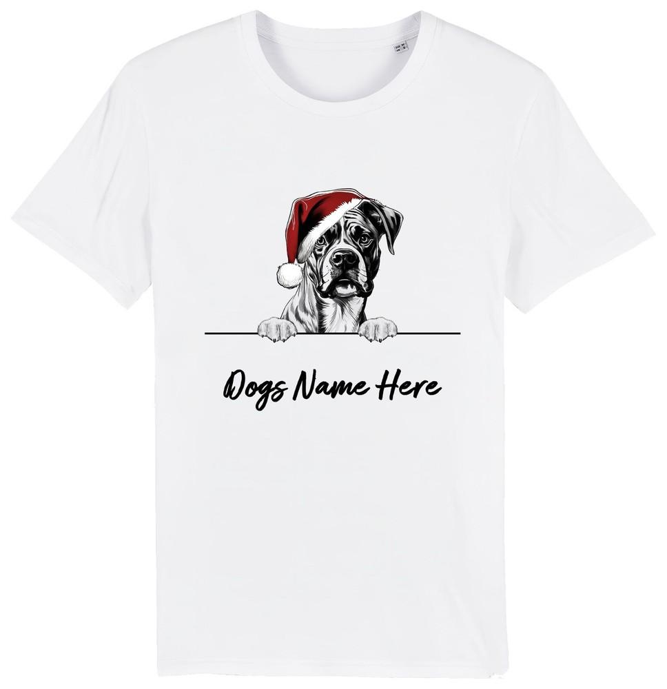 

BOXER Personalised Christmas Dog T-Shirt Mens Womens Kids Dogs Name Gift Pet S