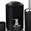 Mülleimer Zahnbürstenhalter Set Toilettenbürste Seifenschale Lotion Spender Schwarz Hotel Badezimmer
