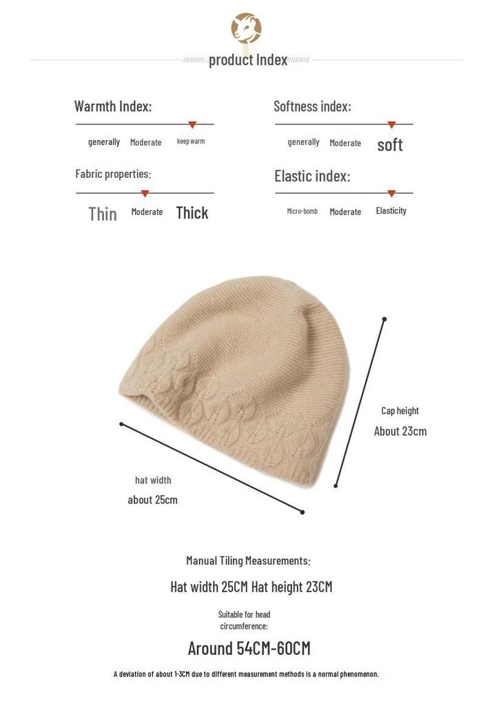 Autumn/Winter 100% Cashmere Velvet-Lined Wool Knit Hat