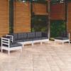6 Pcs Garden Set with Cushions Solid Pine Wood