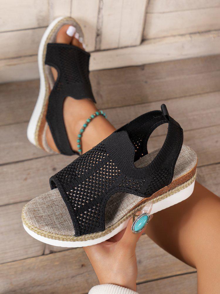 Summer Plus Size Knitted Breathable Wedge Sandals 39
