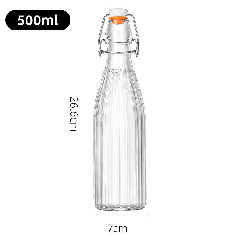 Multi-functional Thickened Transparent Glass Snap-on Bottle for Homebrewed Fruit Wine & Beverages