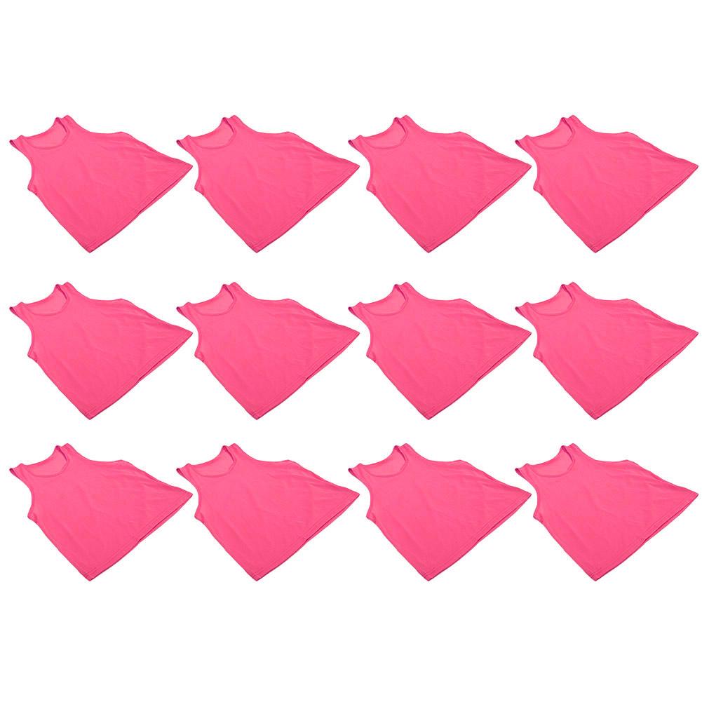12Pcs Large Mesh Breathable Children Football Training Exercise Vest Rose Red Free Size