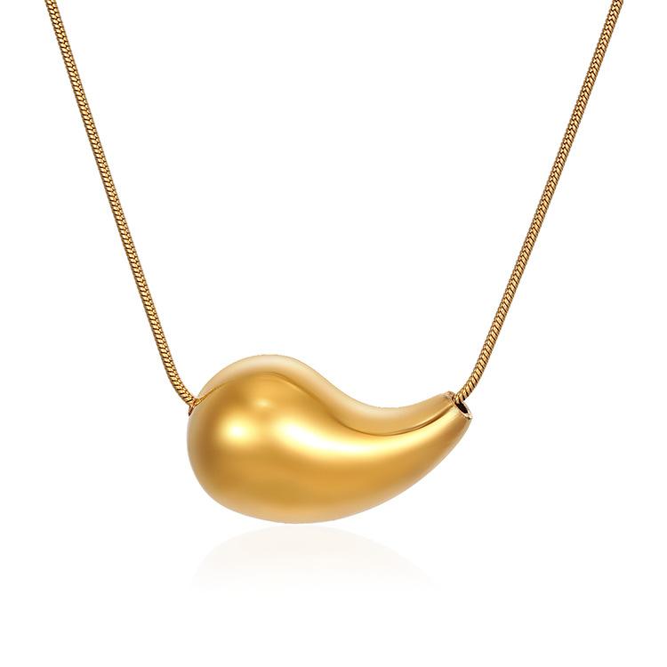 Cross-Border European And American Hot-Selling Stainless Steel Hollow Water Drop Pendant Necklace High-End Women'S Personality Comma Collarbone Chain