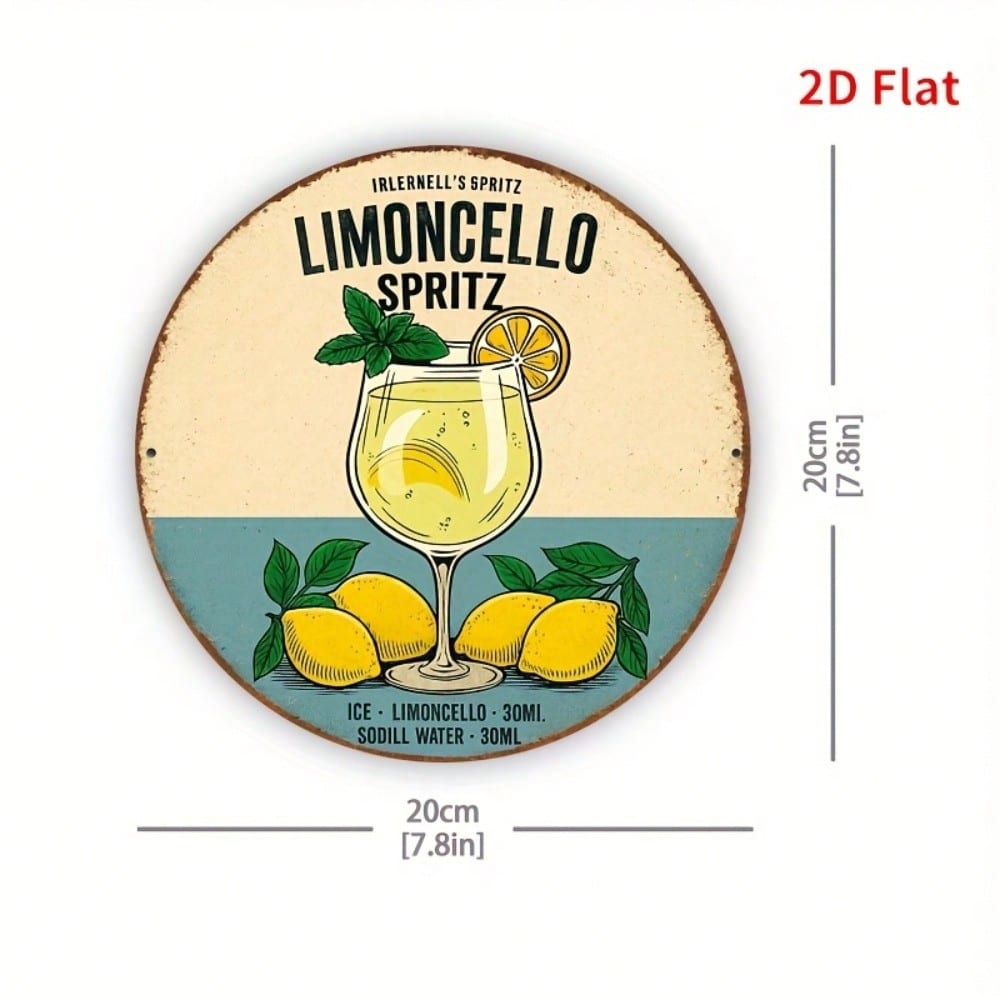 Vintage Metal Tin Sign 8x8 Inch Round Limoncello Spritz Wall Art Rustic Decor for Garage Man Cave Garden Bar Outdoor