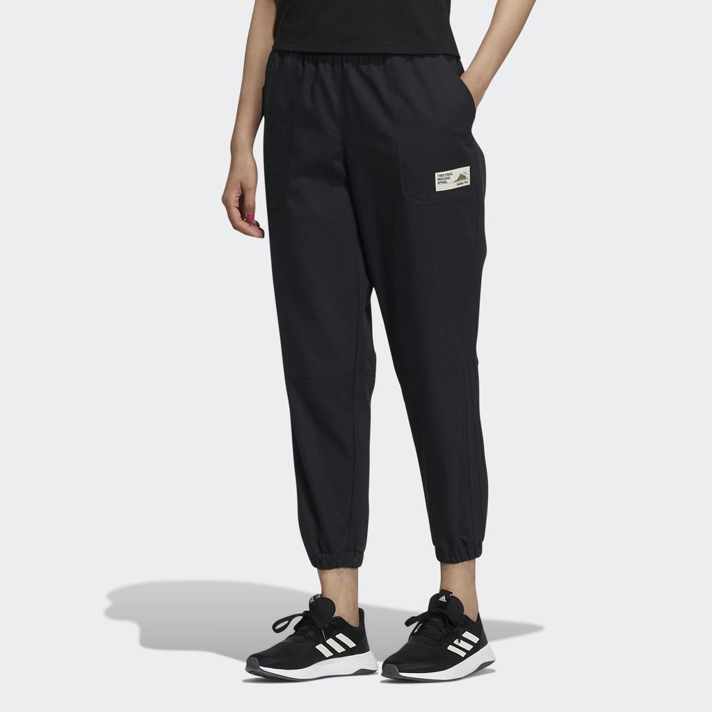 Adidas Neo Small Logo Large Pocket Mid-Waist Drawstring Sports Pants Women Bottoms Black H16303