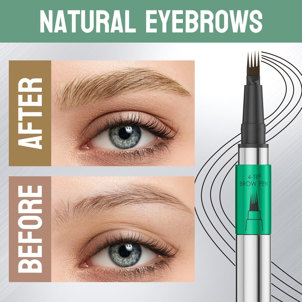 4-Tip Liquid Eyebrow Pencil Smooth Color Waterproof Sweatproof Microblading Brow Pen