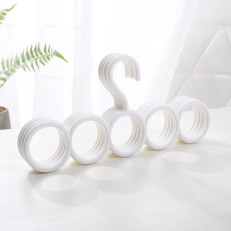5pcs Plastic Solid Pants Hanger Multifunctional Hanger Circle Space Saving Ties Scarf Socks Storage Hanger Laundry Drying Rack