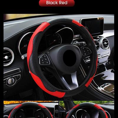 1PC Car Steering Wheel Cover Breathable Anti Slip Steering Covers Suitable 38cm Auto Decoration Carbon Fiber