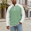 Breathable Outdoor Activewear Men Waffle Sweatshirt, Long Sleeve Quarter Zip Contrasting Color Mens Sweatshirt Casual Stand Collar Pullover Shirt for