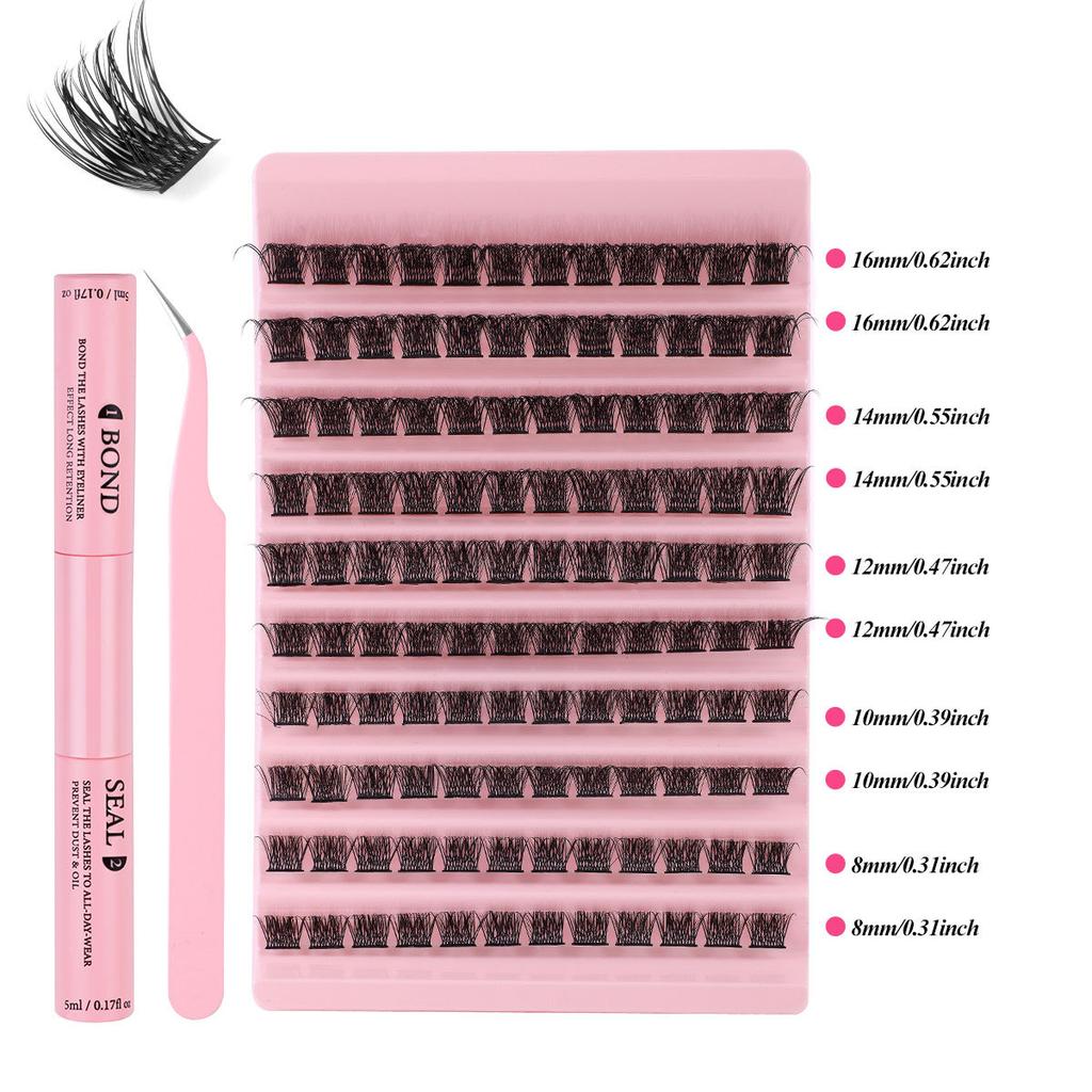 120 Büschel Dicke Natürliche Falsche Wimpern Set 8-16mm DIY Segmentierte Einzelbüschel Gebogene Wimpern