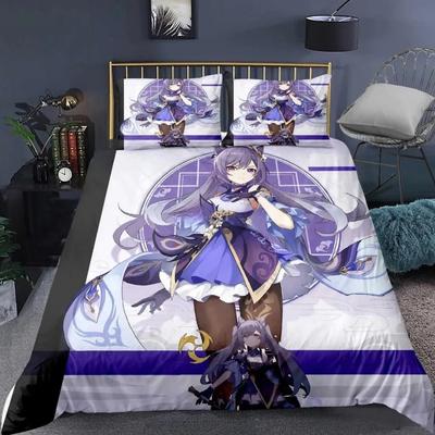Anime postava,Mikrovláknové ložní soupravy,Dětský narozeninový dárek se zipem Pokojová dekorace Povlak na přikrývku pro teenagery dospělé Fialový