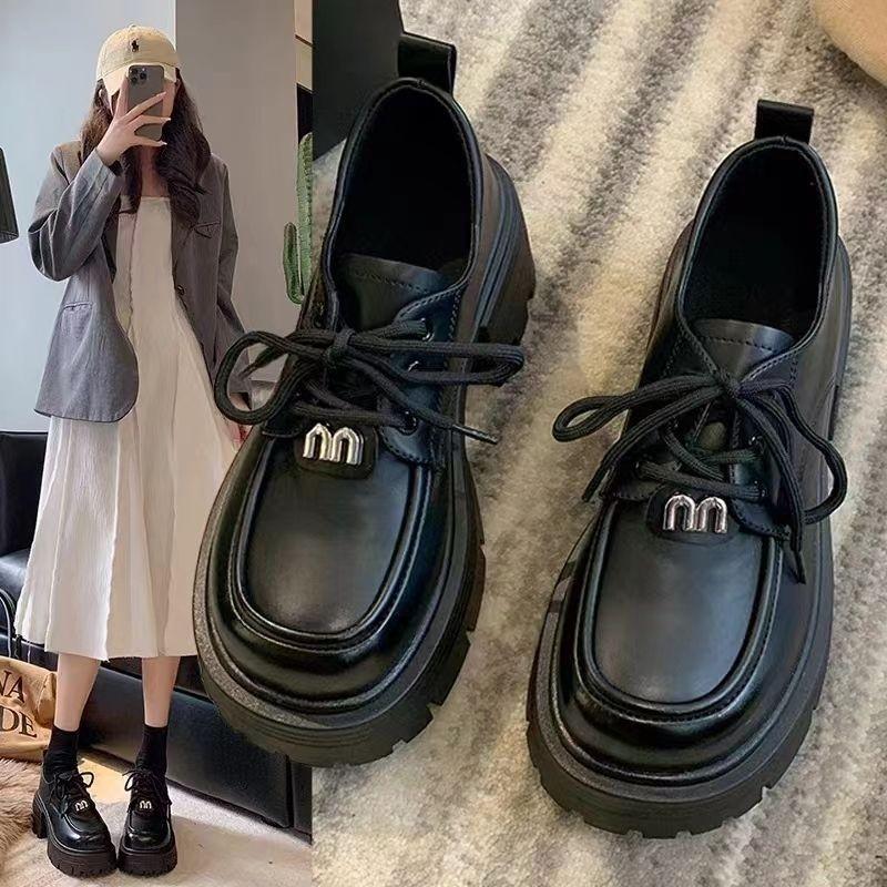 Loafers Women's 2025 New Spring Women's Shoes Platform Retro Black Jk Single Shoes Spring and Summer British Style Small Leather Shoes