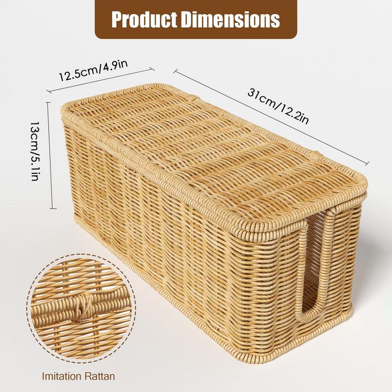 Cord Organizer Box Hand-woven Wire Storage Box Breathable Cable Hider Box Cord Hider Wire Box Desktop Data Line Plug Holders