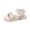2026 Summer Girls' Open-Toe Pearl Sandals: Non-Slip Soft Sole Beach Shoes for Toddlers & Kids
