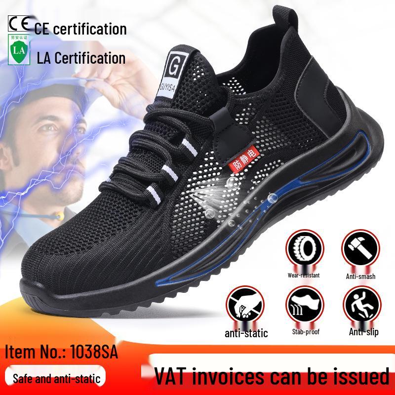Breathable Anti-Static Anti-Smash Anti-Puncture Fly-Knit Safety Work Shoes