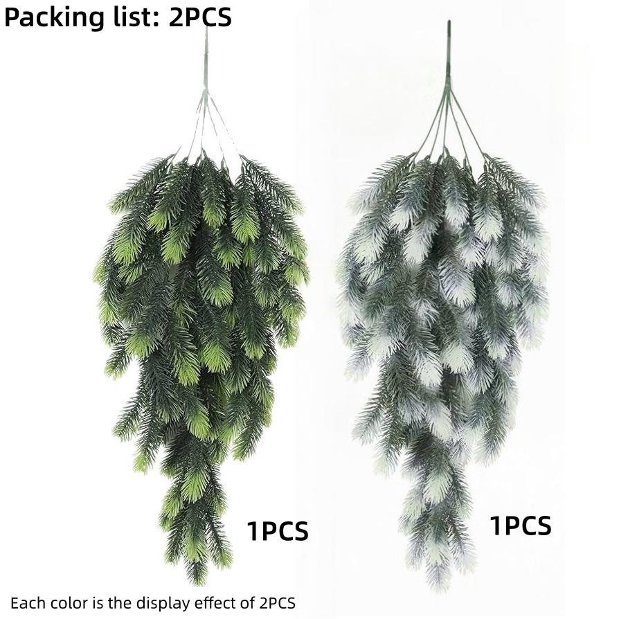 

2pcs DIY Christmas Decor Hanging Plants Artificial Pine Needle Branches for Outdoors Faux Plant Winter Holiday Decoration