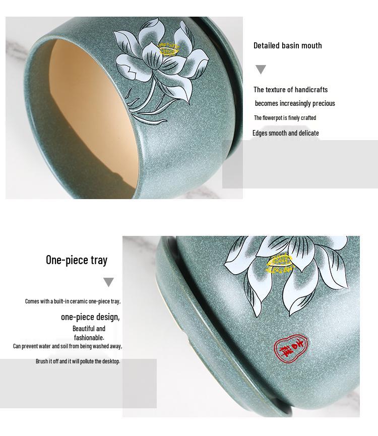 Kalanchoe Desert Mountain Rose Ceramic Succulent Pot with Tray & Silk Flower