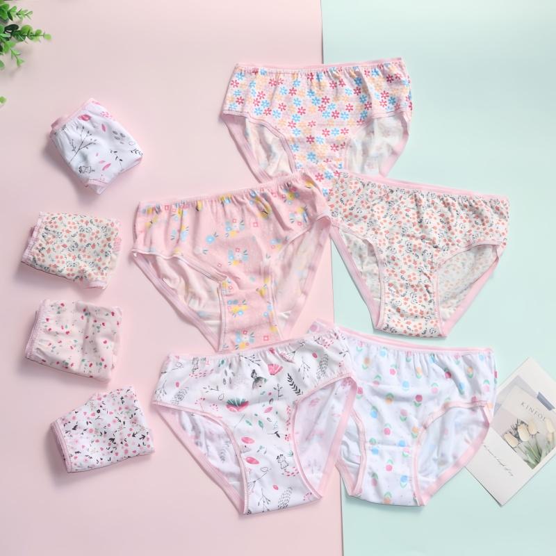 12PC/Set Baby Girls Briefs Cotton Panties Kids Floral Underwears Children Short Underpants For 2-12Years