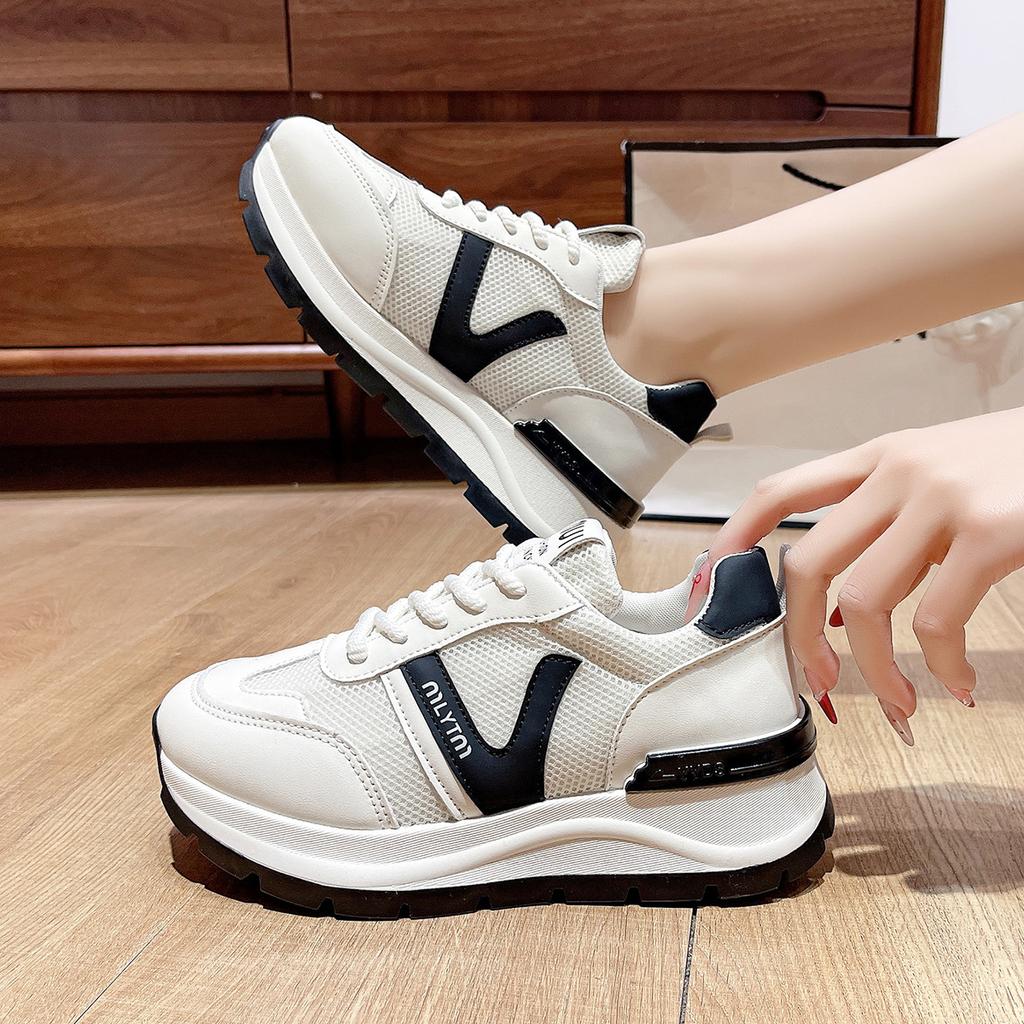 Thick-soled Dad Shoes Women's Popular Small Height Increase White Shoes Spring and Autumn 2025 New Casual Sports Shoes Board Shoes