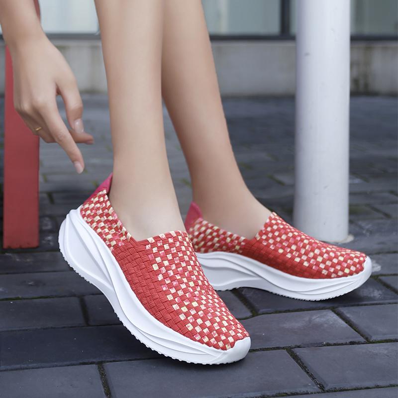 Summer Women Sneakers Casual Plus Size Flats Loafers Soft Elevator Beach Walking Sports Shoes Lightweight Slip On