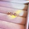 Pink Exquisite Geometric Diamond Heart Pearl Ring For Women Stylish Adjustable Open