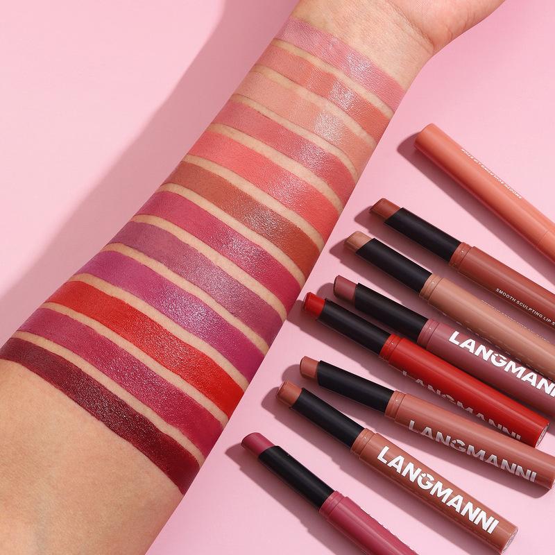 12 Colors Matte Lipstick Pen Waterproof Nude Lip Gloss Makeup Long Lasting Non-Stick Cup Sexy Women Velvet Red Lip Tint Cosmetic