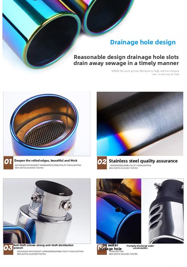 Universal Stainless Steel Exhaust Tip - Straight/Curved Muffler Pipe for Car Tail Throat Decoration