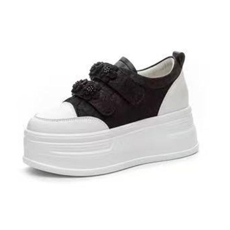 Inner height increase Velcro women's spring new casual single shoes muffin platform retro new Chinese style women's shoes