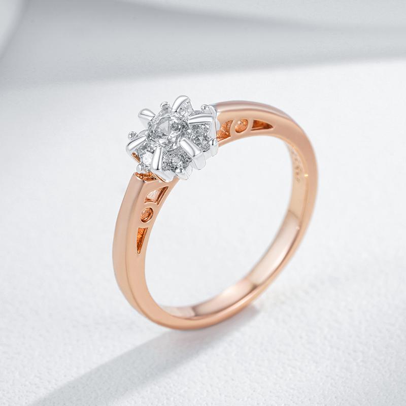 Luxury Natural Zircon Rings For Women Rose Gold Color Mix Setting Slim Design Daily Bride Wedding Jewelry