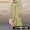 Fashion Summer Spring Solid Color Print Long Sleeve Casual Dresses
