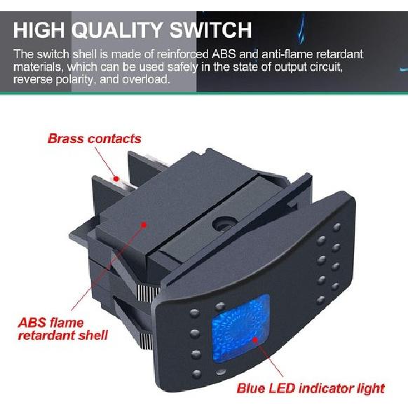 2Pcs Boat Marine Lighted Rocker Switch 12V 20A 4Pin On/Off with Red LED Car O
