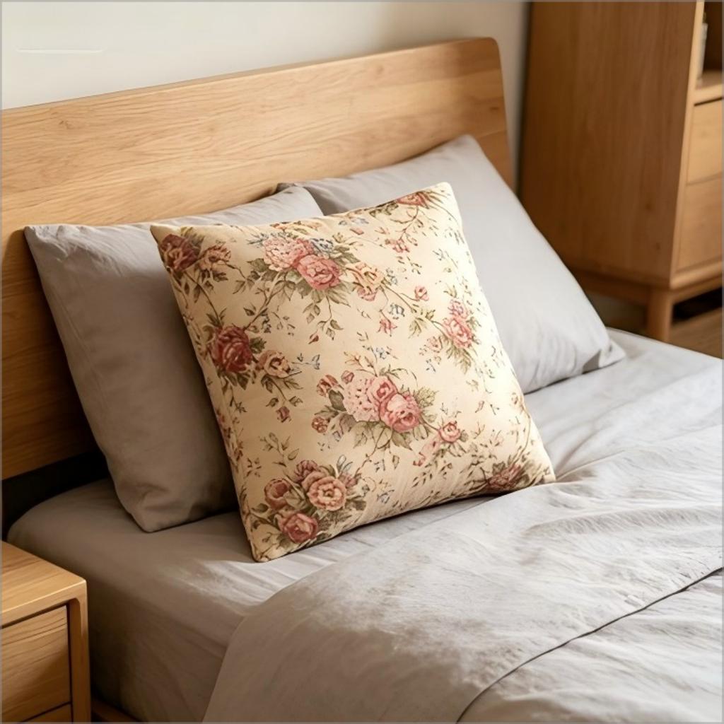 Vintage Floral Throw Pillow Cover, Cottagecore Rose Print Cushion, Shabby Chic Pillow for Sofa Bedroom, Retro Home Decor
