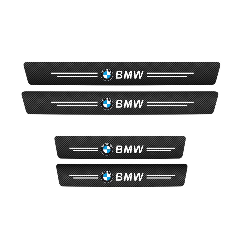 4 Pieces Of Carbon Fiber Patterned Door Tread Stickers For Car Threshold Strips