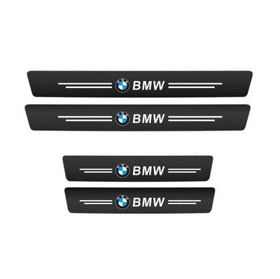 4 Pieces Of Carbon Fiber Patterned Door Tread Stickers For Car Threshold Strips