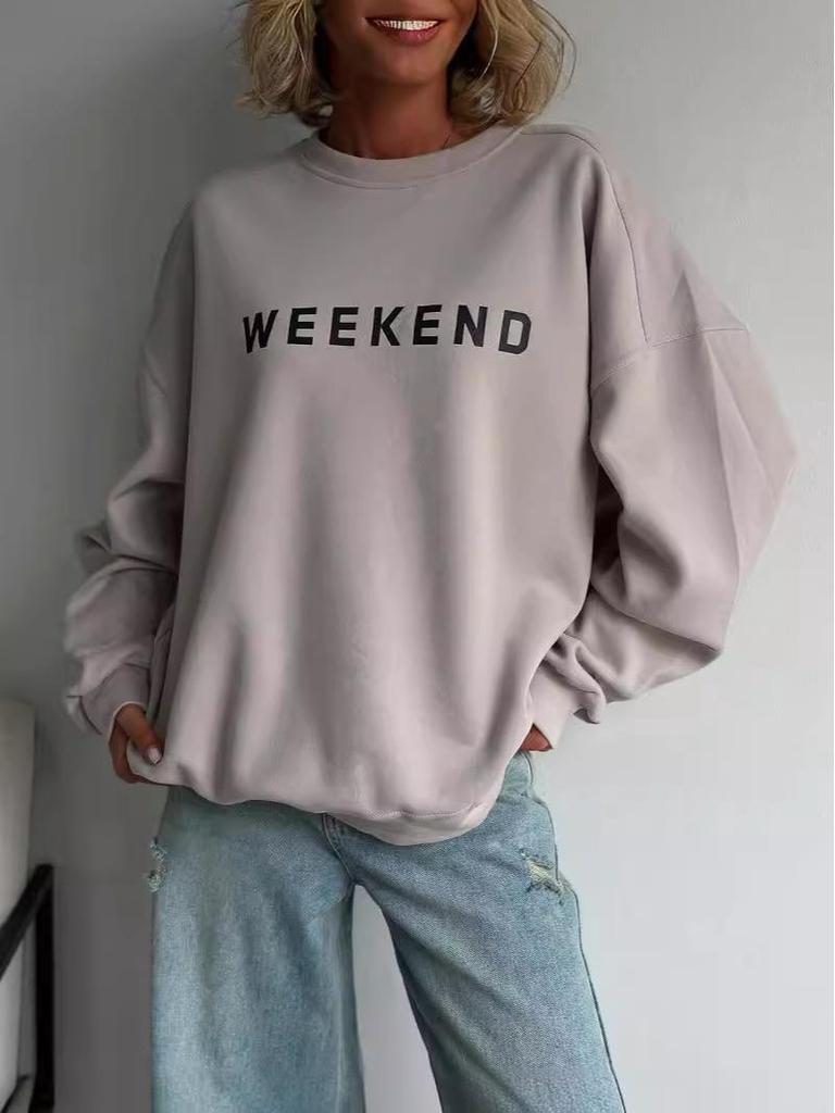 European & American Women's Casual Printed Thick Long Sleeve Sweatshirt (2024 Collection)