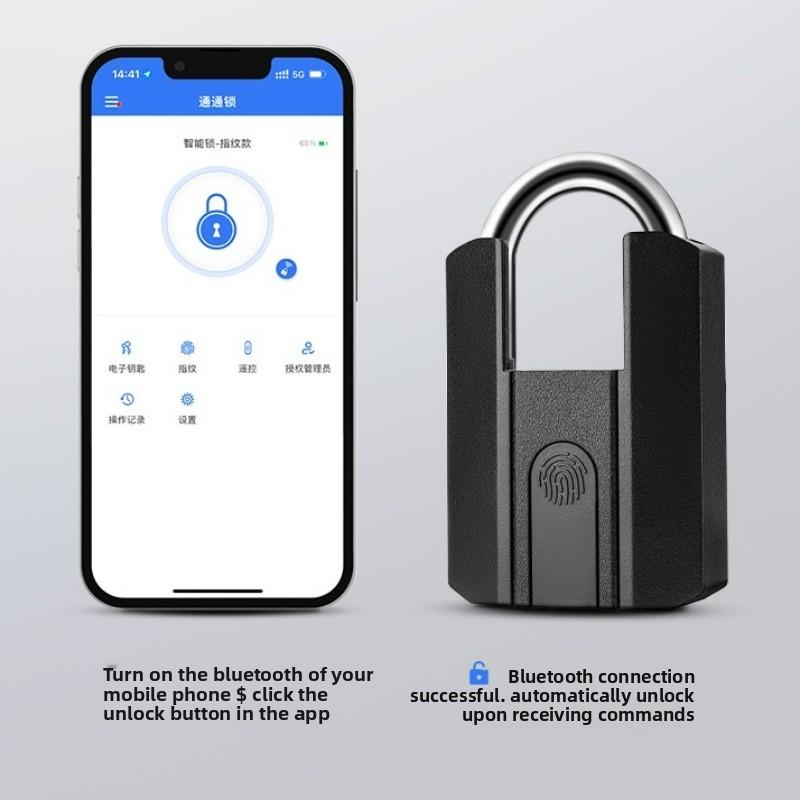 Waterproof Smart Fingerprint Padlock Mobile Phone Bluetooth All-through Lock Electronic Lock Luggage Cabinet Lock Drawer Fingerprint Lock Large