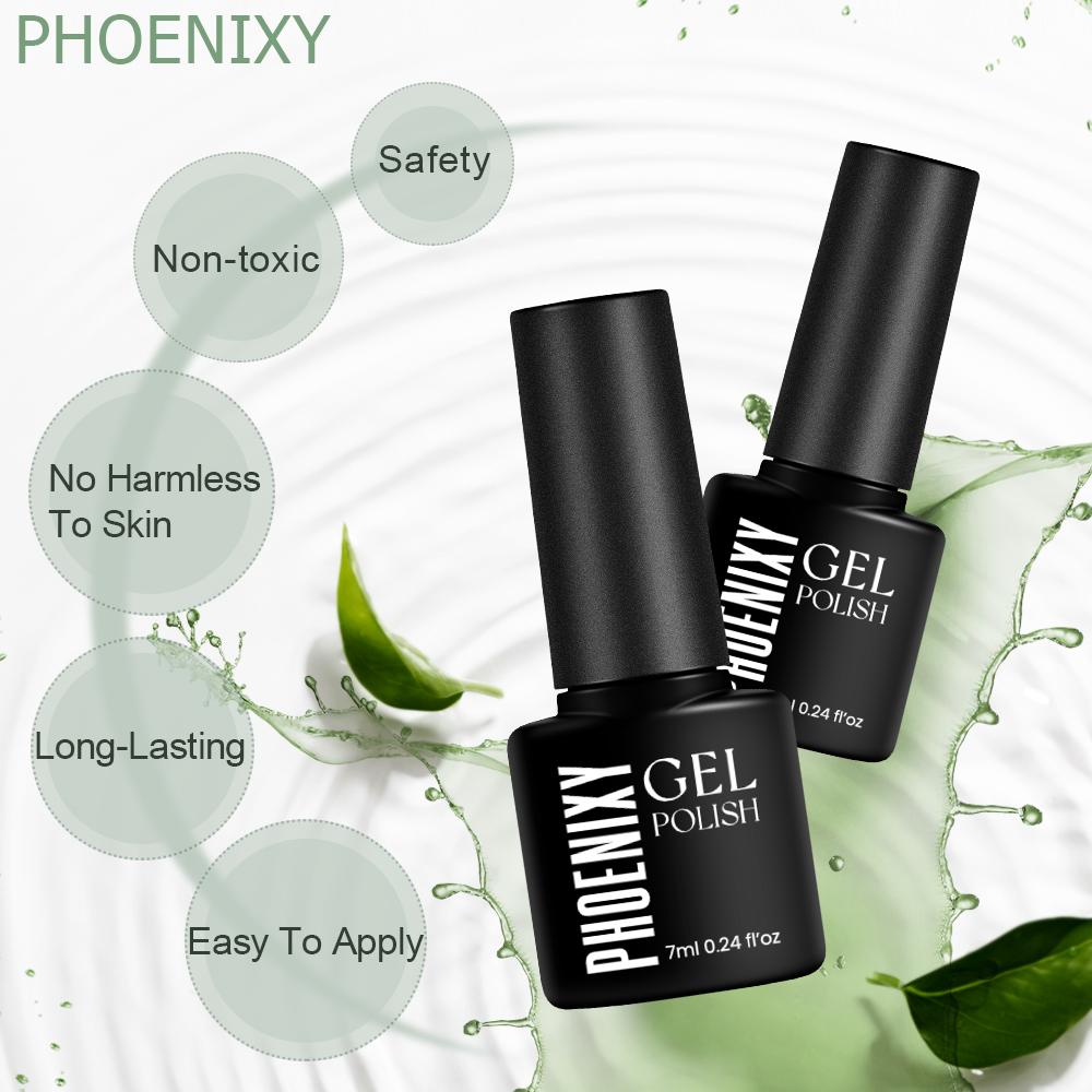 PHOENIXY 60 PCS Gel Nail Polish Set with Base and Glossy Glitter Matte Top Coat Soak Off Gel Nail Set Suitable for All Seasons Gel Polish Gifts