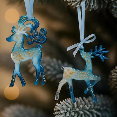 Christmas Ornaments Set Acrylic Reindeer Snowflake Decorations Shatterproof Tree Hanging Ornament for Holiday Home Decor