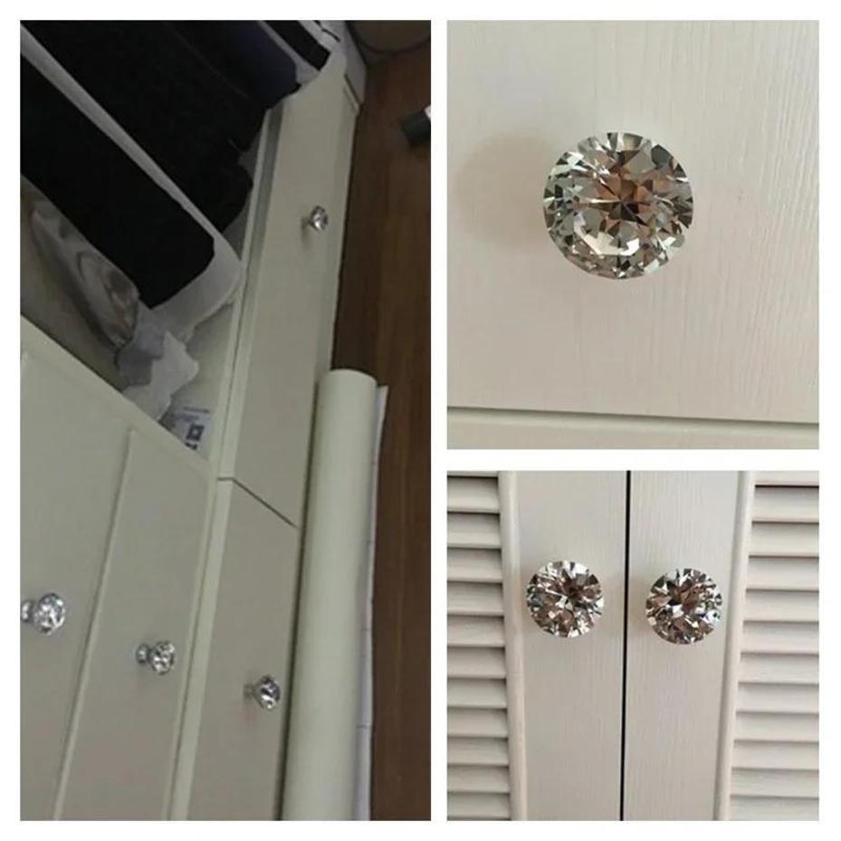 5 Pcs/Set 30mm Crystal Cabinet Knob With Screws Diamond Shape Drawer Cupboard Handle Pull Decorative Balls