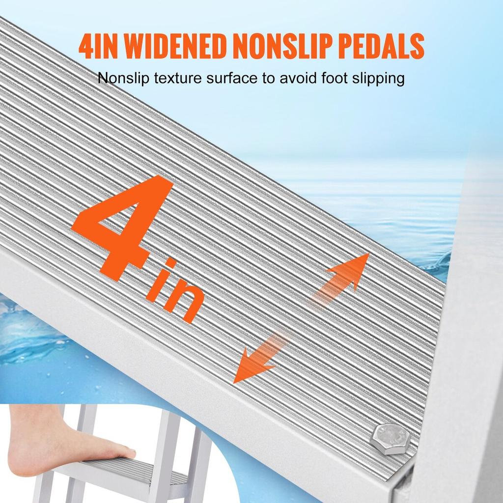 3-step ladder 159 kg boat ladder removable 610 x 455 x 1225 mm