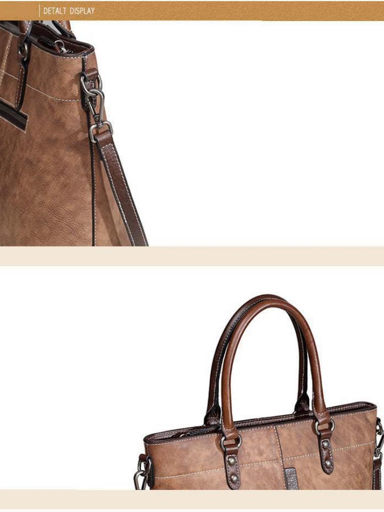 Johnature Retro Women Bucket Bag Leisure Genuine Leather Handbag Large Capacity Solid Color Shoulder Messenger Bags