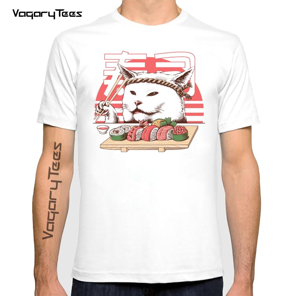 

Fashion Men Casual Streetwear Funny Master Chef Sushi Cartoon Print TShirt Casual White Tops Hip Hop Boy Tees S