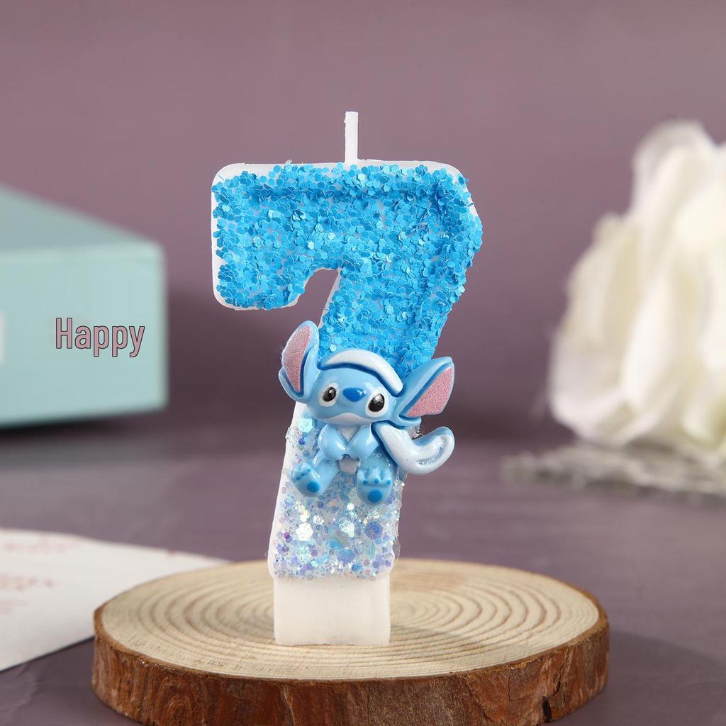 Creative Blue Stitch Birthday Cake Candles for First Birthday Celebration