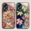 Luxurious Maple Leaf Marble Pattern Tempered Glass Phone Case for OPPO Realme 13 Pro Plus 12 11 10 C55 X7 GT Neo 2 3T 5G Covers
