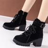 Winter  High Heeled Women Boots Cross Straps Short Boots Comfortable Waterproof Boots Warm Plus Size 42 Botas Femininas