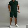 Spring/Summer Men's Sets Lapel Zipper Short-Sleeved Polo Drawstring Shorts 2-Piece Set Fashion Daily Suit Sports Fitness Clothes
