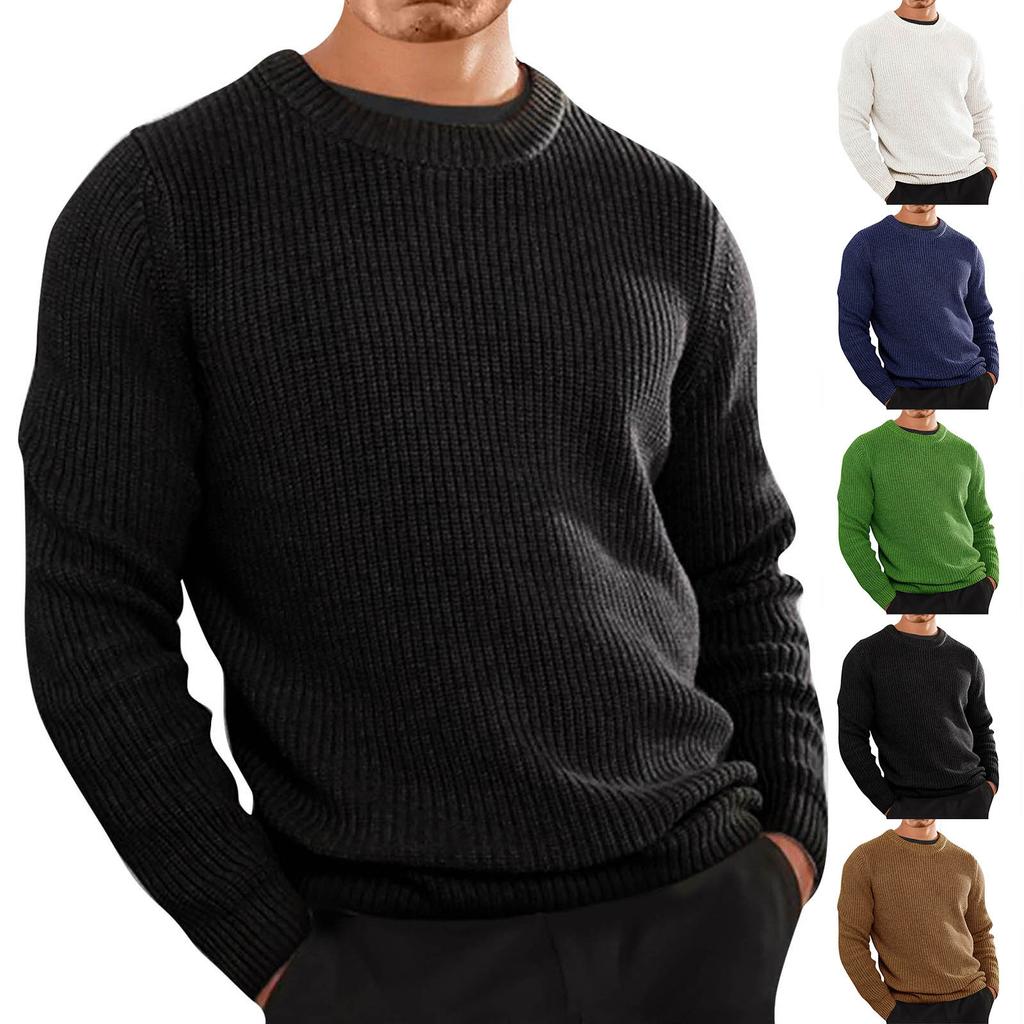 Men's Casual O-neck Loose Cotton Sweater Pullover