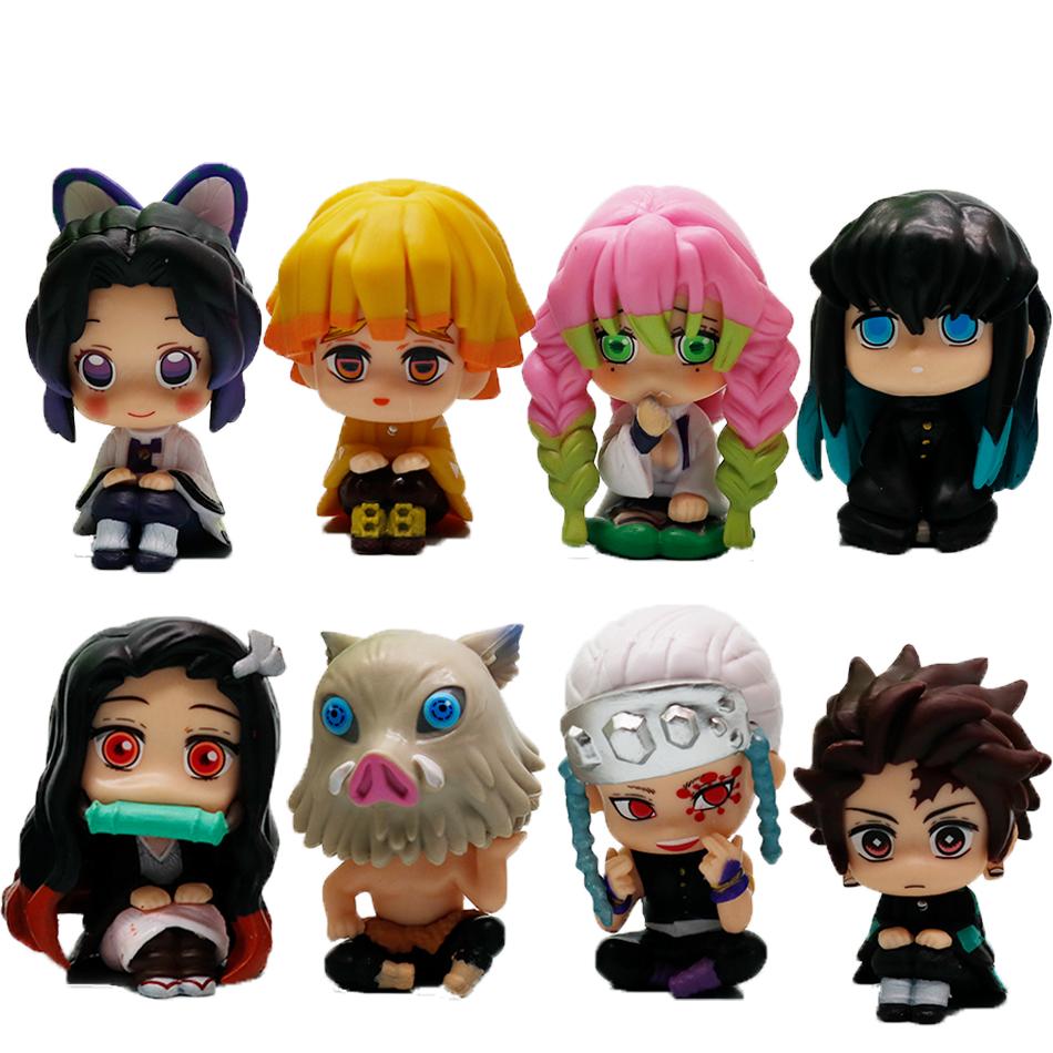 

New Q Posket Demon Slayer Figure Wholesale Mini Figurine Sets Kimetsu No Yaiba Small PVC Dolls Desktop Decoration Toys